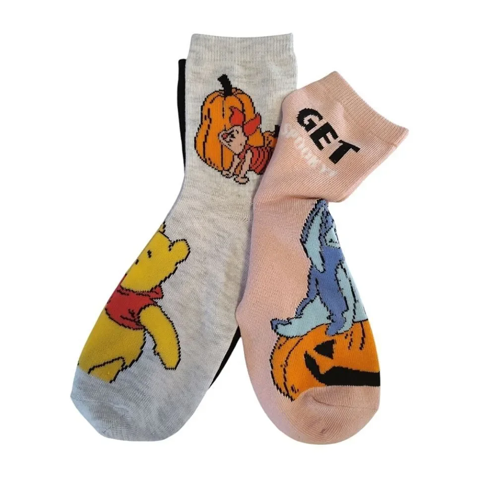 Disney Winnie The‎ Pooh Halloween 3 Pack Crew Socks NWT